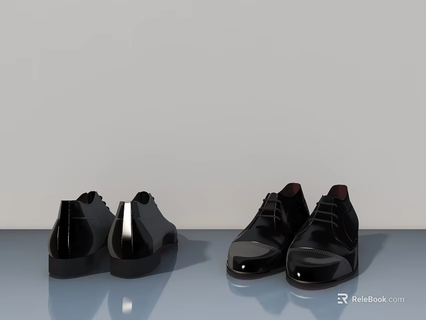 Black Swing Doors With Smooth Surface And Reflective Modern Design Finish 3d model