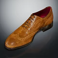 Brown Leather Brogue Shoes With Red Lining And Dark Sole Design