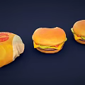 Appetizing Hamburgers With Bitten Patty Lettuce Cheese And Wrapped Option On Dark Background