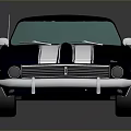 Classic Black Sports Car With White Stripes Shiny Exterior Vintage Design