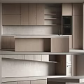 Modern Wooden Kitchen Cabinets With Island Countertop And Built In Oven