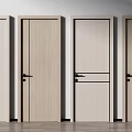 Light Colored Wooden Hinged Doors With Various Modern Panel Designs for Home 3d model