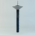 Slim Modern Tower With Circular Top Platform And Antenna Structure 3d model