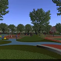 Vibrant Public Garden Landscape With Lush Greenery Sports Fields And Safe Children Activity Spaces