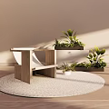 Stylish Leisure Chair On Round Rug With Green Plants And Warm Sunlight