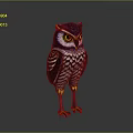 Striking Flying Owl With Blue Head Yellow Eyes Spotted Feathers And Standing Stance