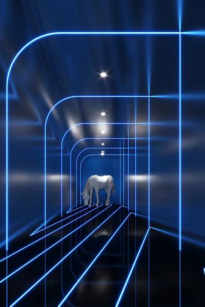 KTV Interior With Blue Neon Light Tunnel And Modern Lighting Design Features 3d model