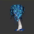 Decorative Blue Tree with White Trunk and Lush Blue Foliage in Artistic Design