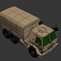 Khaki Colored Six Wheeled Military Utility Vehicle With Sturdy Design And Open Door Cargo Bed