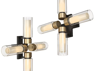 Contemporary Cross Design Wall Sconces With Glass Shades And Metal Frame Finish 3d model