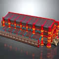 Traditional Chinese Architecture With Red Curved Roof Colorful Pillars And Ornate Decorations