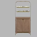 Modern Wooden Storage Cabinet with Metal Frame and Marble Shelves Design