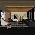 Middle Ancient Living Room Combination Sofa Coffee Table Carpet Single Sofa 3d model