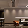 Modern Dining and Living Room Interior With Sofa Coffee Table And Pendant Lights