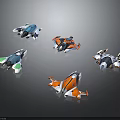 Futuristic Spacecraft Models Showcasing Different Colors And Streamlined Aerospace Design 3d model