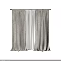 Gray Pleated Curtains With Sheer Inner Layer For Elegant Window Decoration 3d model