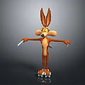 Playful Game Movie Cartoon Character With Long Ears Brown Fur And Roller Skates
