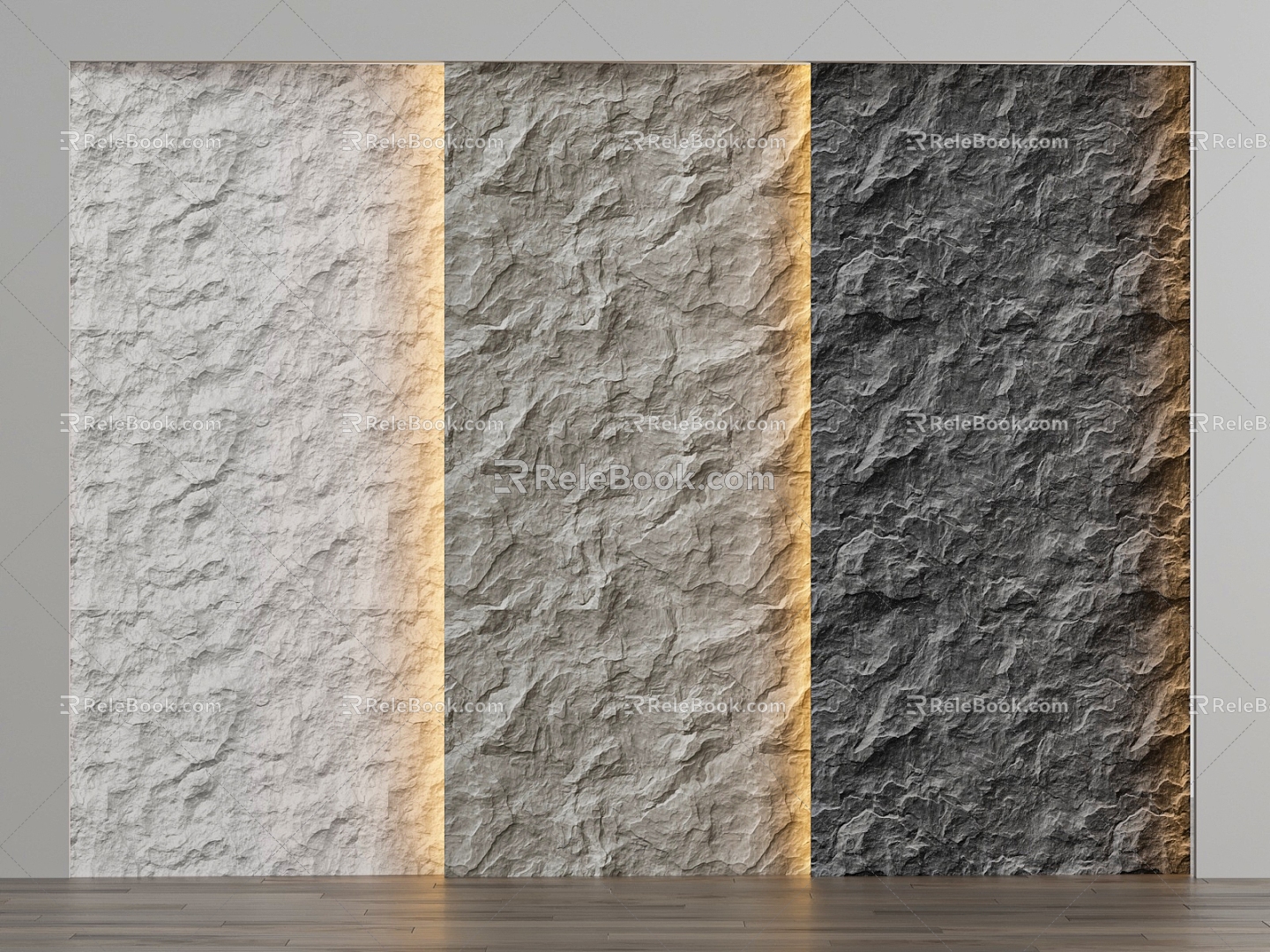 rubble rock background wall 3d model