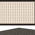 Square Rug With Black Diamond Pattern On White Background And Brown Border 3d model