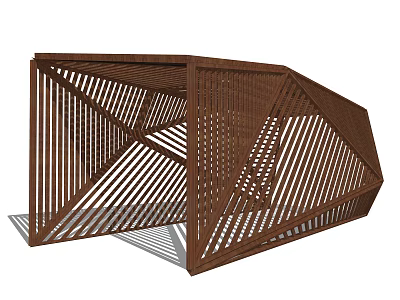 Wooden Pergola With Geometric Lattice Structure For Modern Outdoor Garden Design 3d model