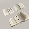 Open Books Displaying Pages With Text And Illustrations On White Background 3d model