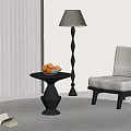 Modern Stylish Side Table with Unique Base Floor Lamp Armchair and Open Book 3d model