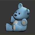 Blue Teddy Bear Stuffed Toy With White Belly Paws And Dark Background