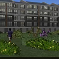 Modern Multi Storey Residential Building With Green Gardens Walking Paths And Lush Vegetation