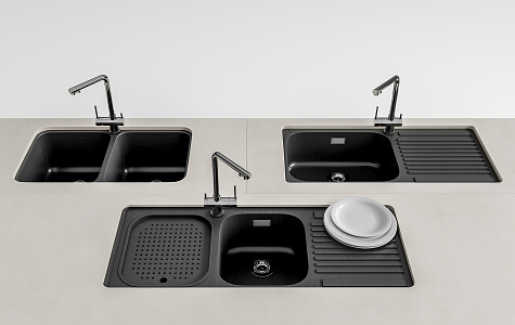 Modern dish washing basin stainless steel sink under counter 3d model