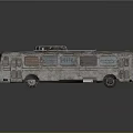 Old Rusty Vintage Bus With Aged Exterior Rusted Details And Roof Equipment