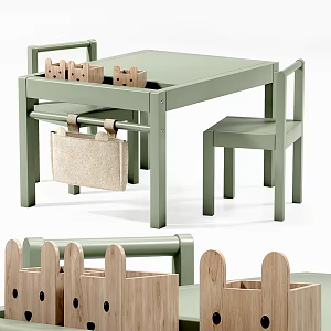 Children's desk and chair combination 3d model