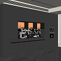 Elegant Modern Gray Sideboard With LED Strip Lights Built-in Oven And Cabinet Doors