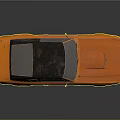 Orange Vintage Sports Car With Black Roof And Shiny Exterior