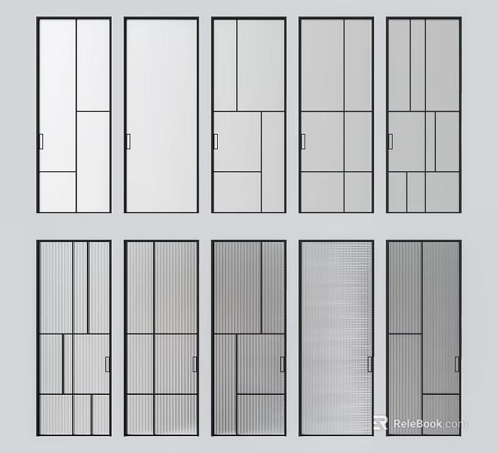 Modern Swing Door Design Collection With Various Panel Patterns And Minimalist Lines 3d model