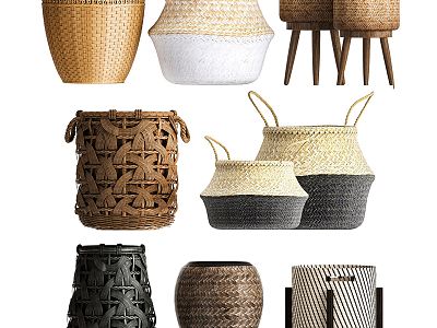 Modern Storage Basket Bamboo Basket Combination Bamboo Basket Laundry Basket Rattan Basket Clothes Basket Storage Basket Bamboo Basket Bamboo Rattan Basket model