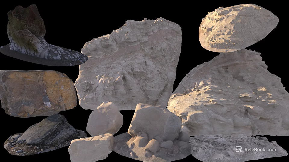 Natural Stone and Wood Collection with Various Shapes and Sizes for Decorative Use 3d model 