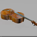 Wooden Cello With Traditional Design Shiny Finish Strings And Bow Isolated On Dark Background