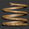 Luxury Gold Snake Design Coiled Bracelet With Textured Surface And Gemstone