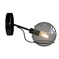 Modern Black Wall Lamp with Adjustable Arm Transparent Spherical Shade and Vintage Filament Bulb