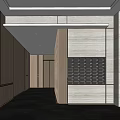 Modern Elevator Hallway Interior With Recessed Light Strips Polished Tiled Floor And Mailbox Cabinet