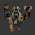 Colorful Mechanical Robot Creature With Detailed Biomechanical Parts And Armor Design