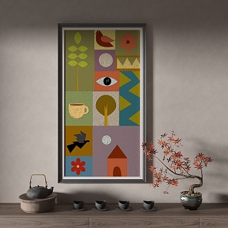 Middle Ancient Style Decorative Painting 3d model