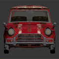 Vintage Red Car With Rusted Body Weathered Roof And Hood Rust Spots