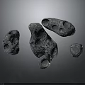 Porous Rocky Meteorites With Textured Surface And Holes On Dark Background