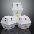 White Geometric Ornament Decorative Figurine Set With Colorful Labels And Symbols