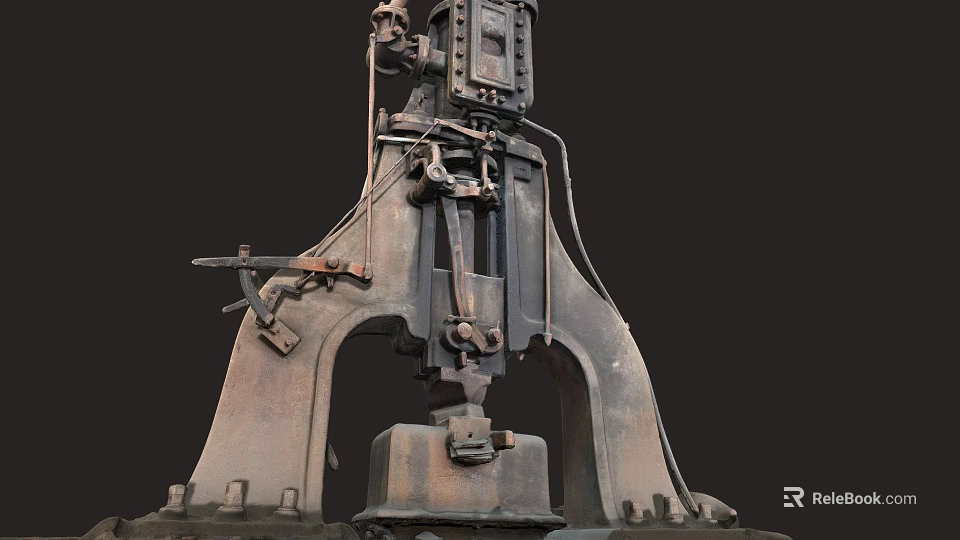 Vintage Industrial Mechanical Machine With Rustic Metal Structure And Heavy Duty Frame 3d model 