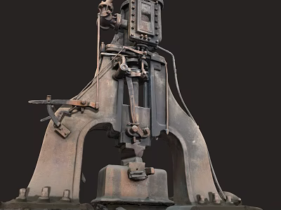 Vintage Industrial Mechanical Machine With Rustic Metal Structure And Heavy Duty Frame 3d model