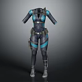 Tactical Fitted Bodysuit Blue And Black Functional Design With Pockets Straps And Fitted Silhouette