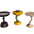 Various Designed Side Tables With Carved Tray Pumpkin And Twisted Bases In Dark Yellow Light Colors