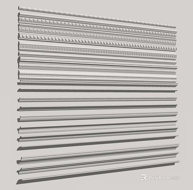 Various Ornate Gypsum Cornice Designs With Different Patterns For Home Interior Decoration 3d model 
